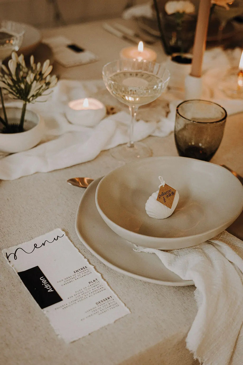 Cadeaux d’invités: Bougie coquillage Pomy