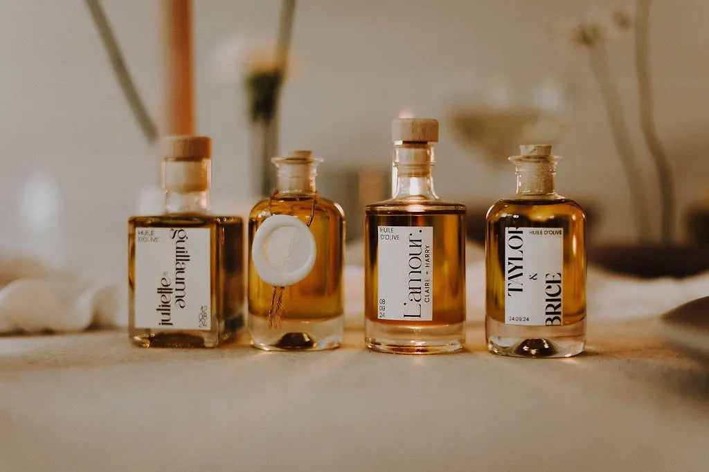 Cadeaux d’invités: flacon d’huile d’olive Pomy