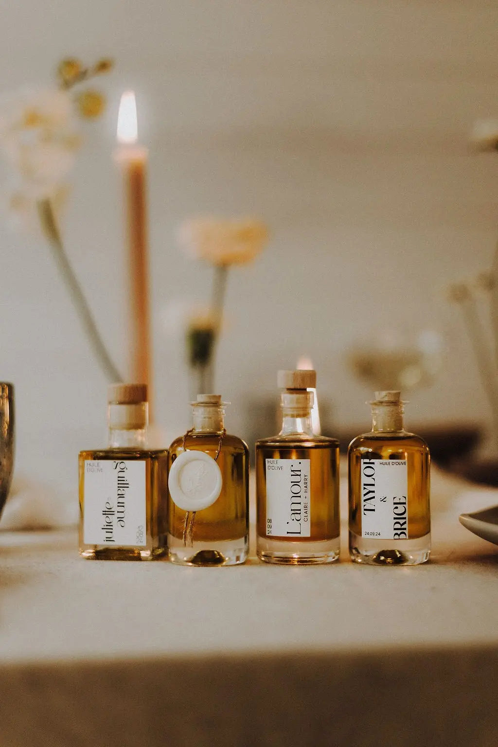 Cadeaux d’invités: flacon d’huile d’olive Pomy