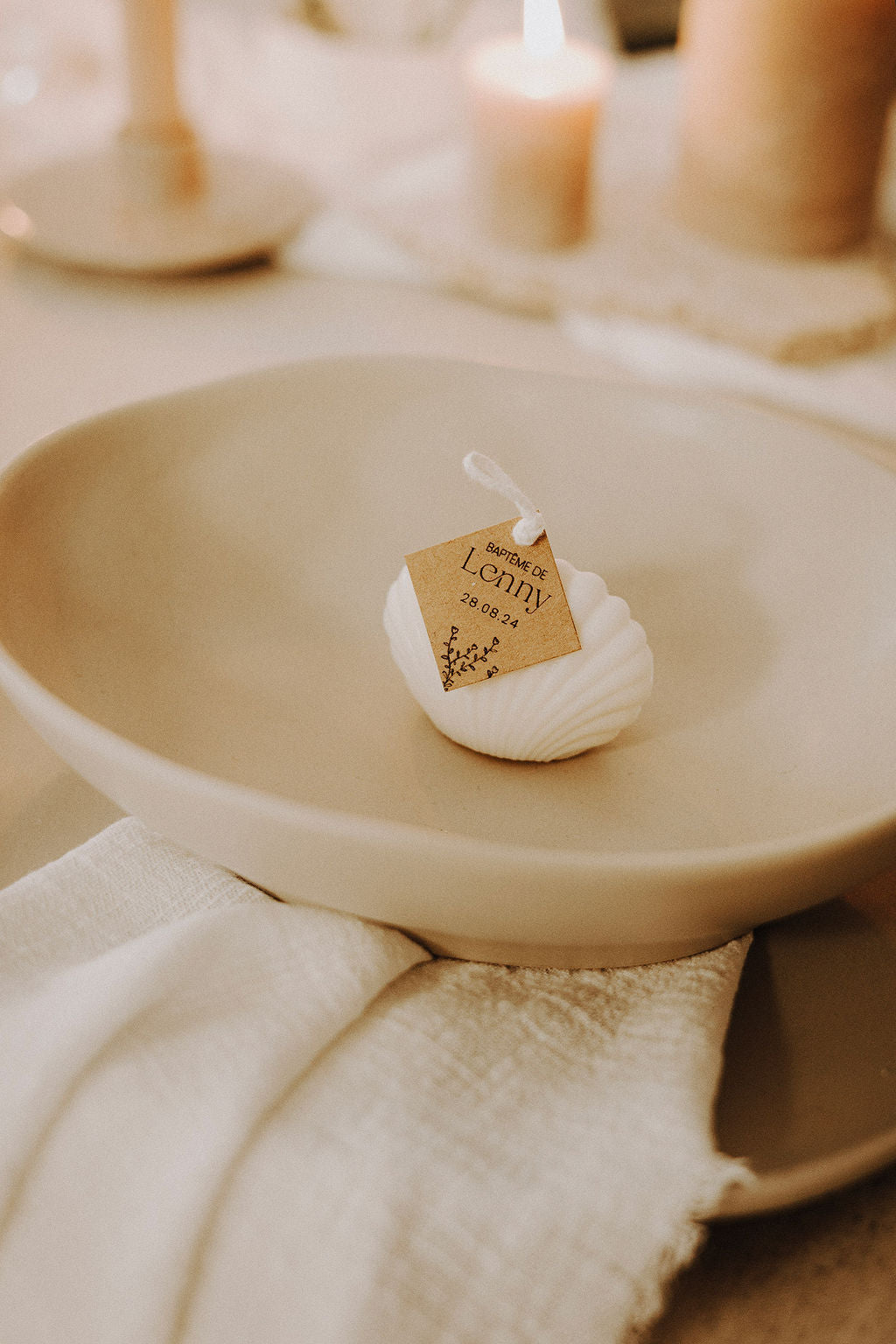 Cadeaux d’invités: Bougie coquillage