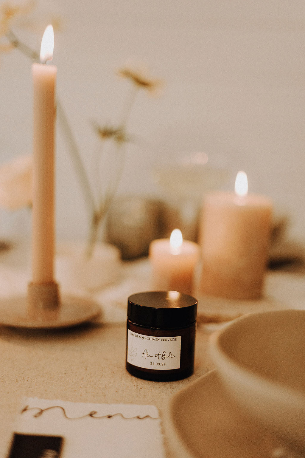 Cadeaux d’invités: Mini bougie personnalisée