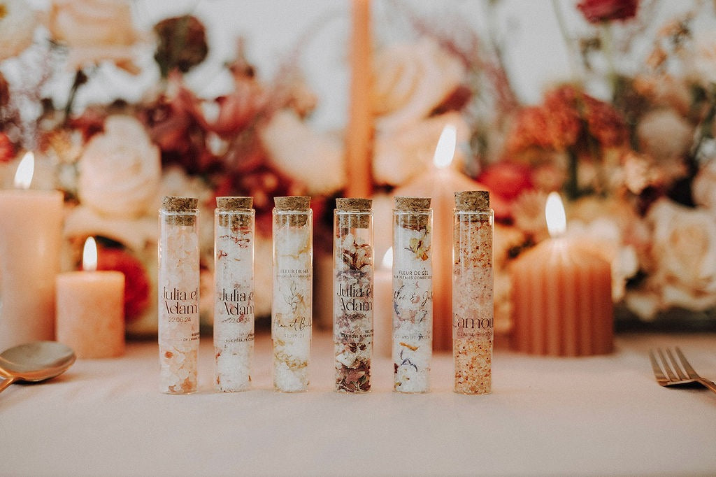 Cadeaux d’invités: Fleur de sel parfumée aux fleurs comestibles