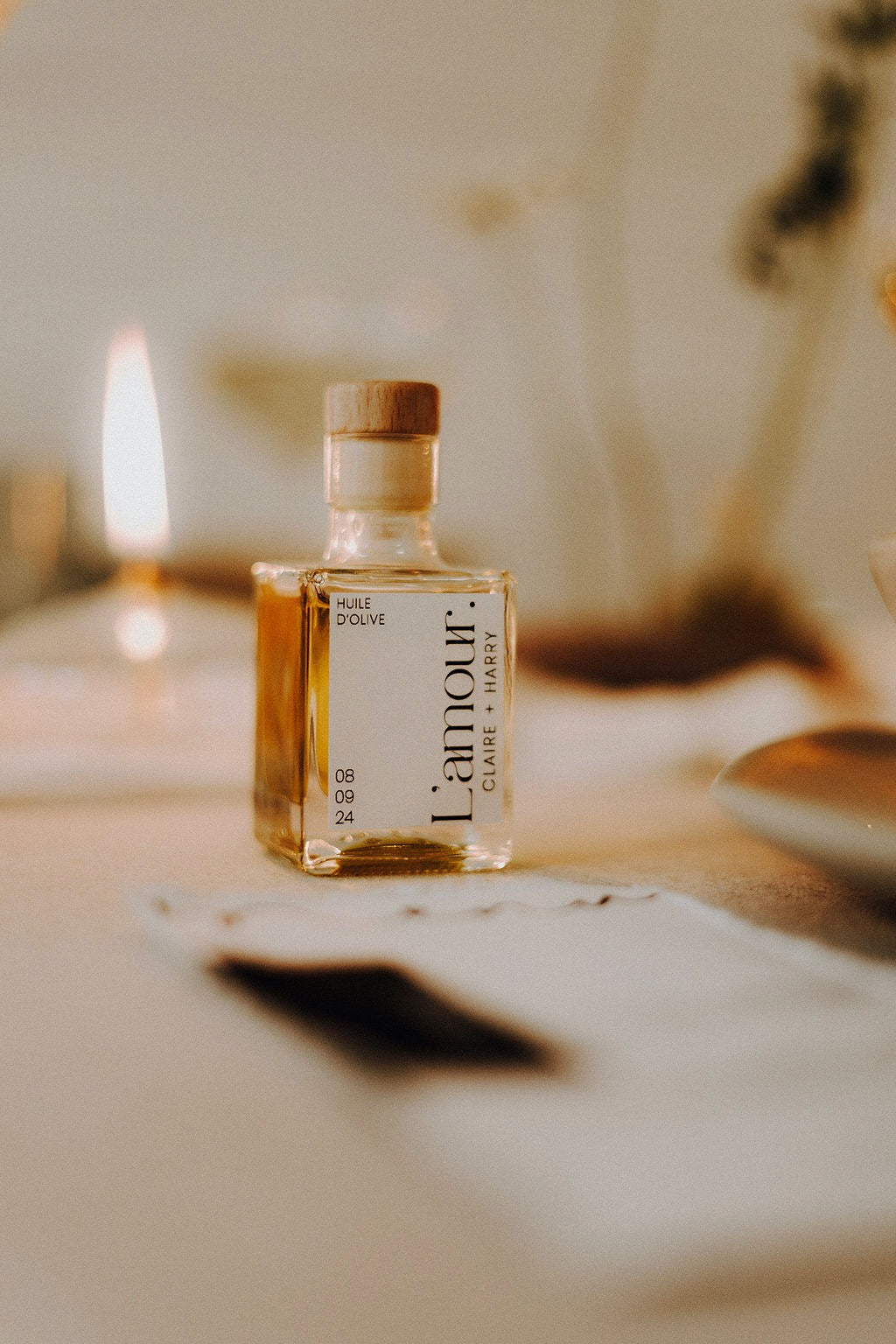 Cadeaux d’invités: flacon d’huile d’olive