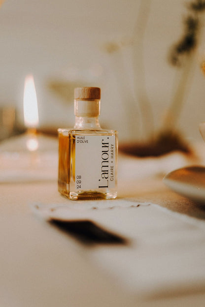 Cadeaux d’invités: flacon d’huile d’olive